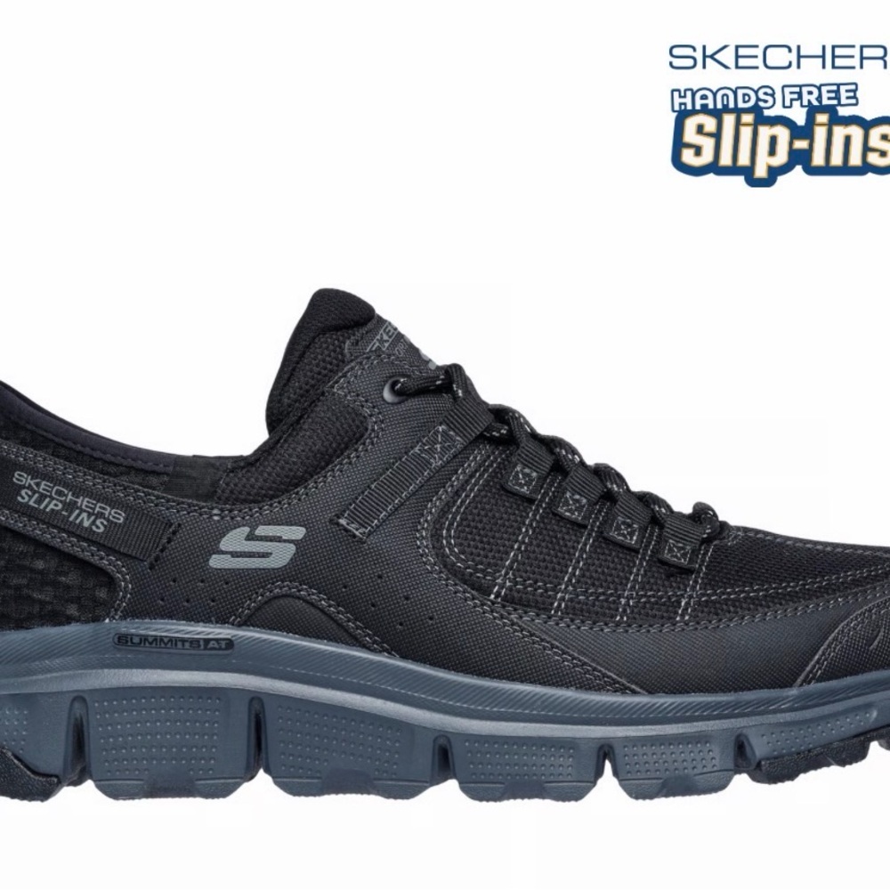 Skechers Men's Black and Dark Gray Slip-On Athletic Sneaker